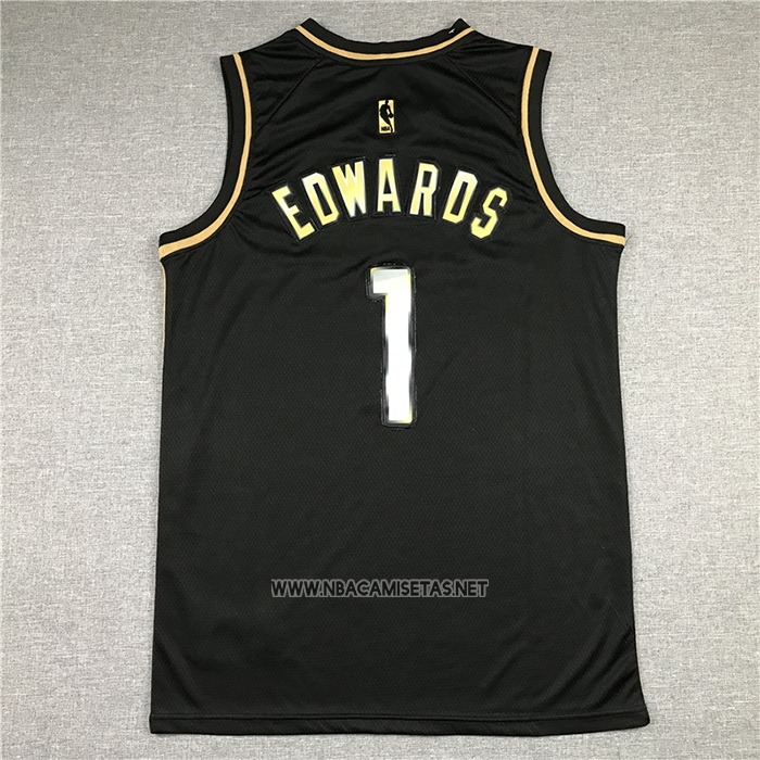 Camiseta Golden Edition Minnesota Timberwolves Anthony NO 1 Edwards 2020-21 Negro